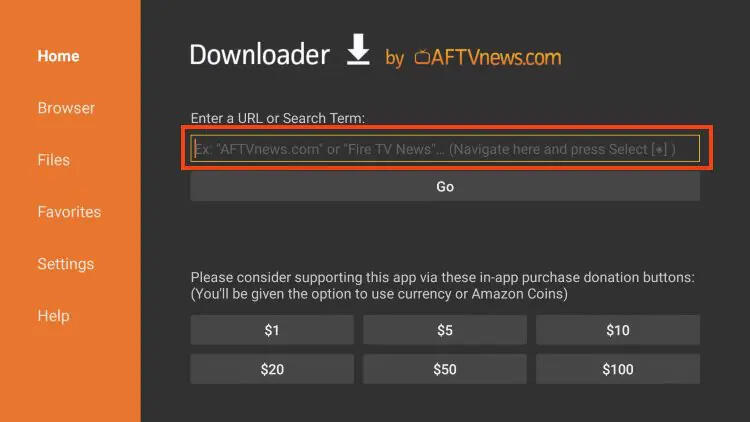 Downloader öffnen D ownloader App für 8K VIP IPTV Player Installation starten
